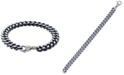 Esquire Men's Jewelry Heavy Curb Link Bracelet in Black Acrylic & Stainless Steel, Created for Macy's